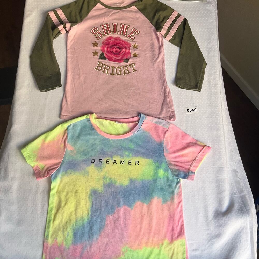 Garanimals Long Sleeve Tee, a Tie Dyed Tee, size 5T, Pink & Green, Shine Bright